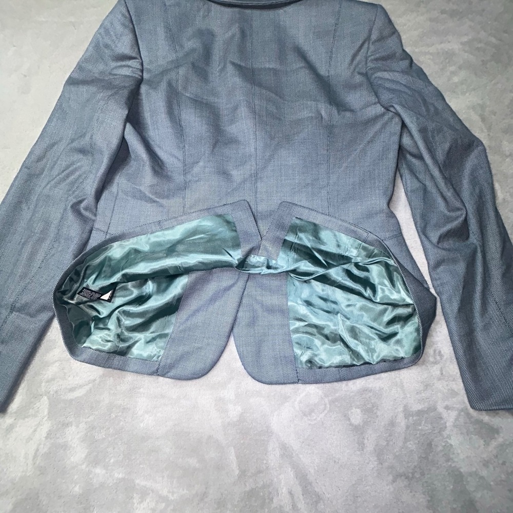 New Ellen Tracy Wool Blazer Womens 8 Blue Lapis NWT Tailored Jacket 20x23 $498 - Picture 9 of 16